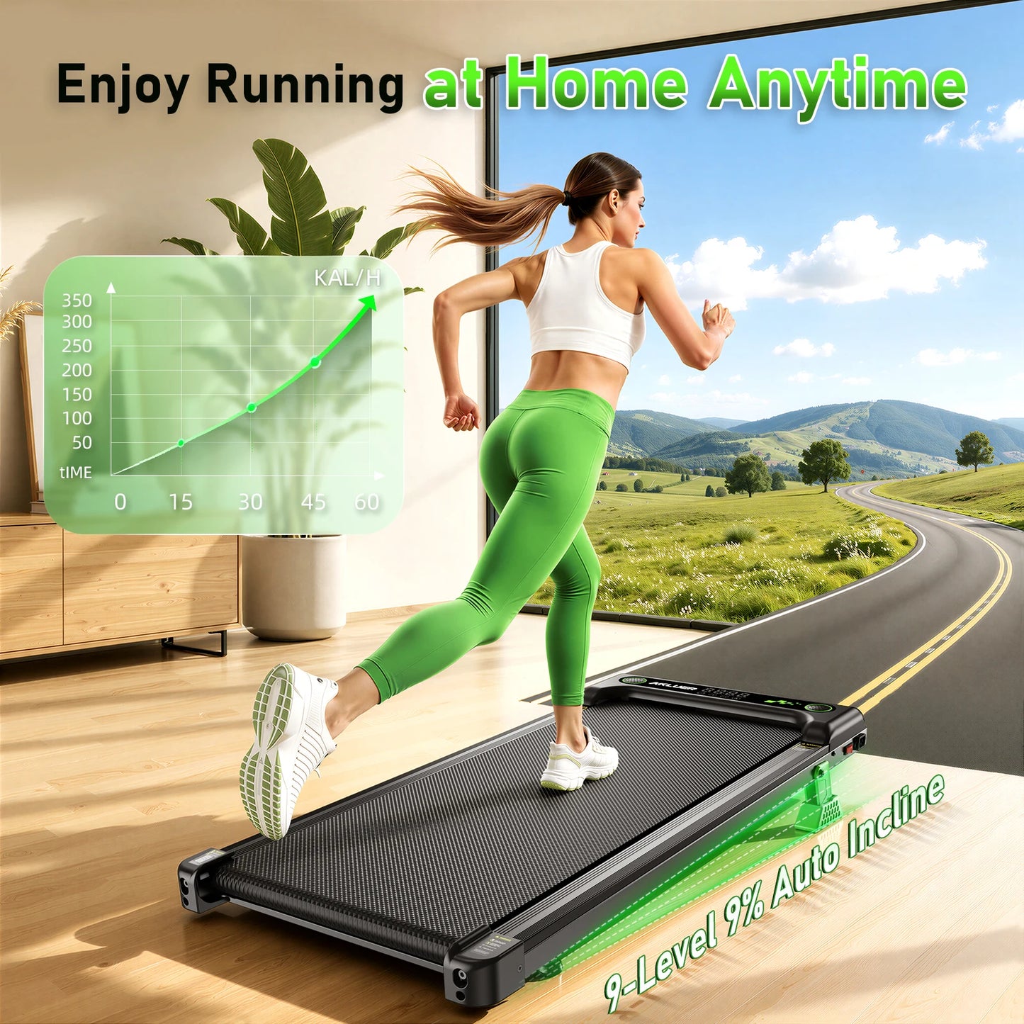 AKLUER Walking Pad Under Desk Treadmill With Incline