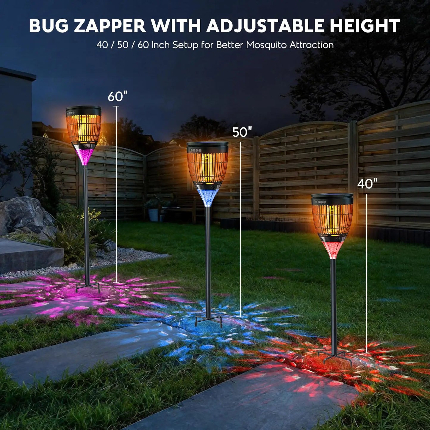 Solar Bug Zapper Outdoor 4200V 3 In 1 Mosquito Trap