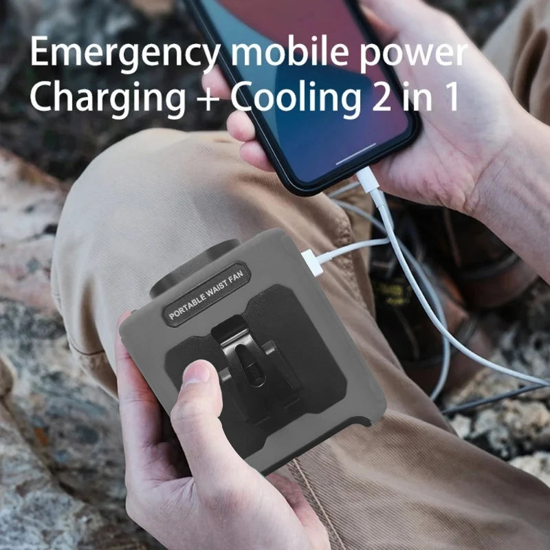 Rechargeable Portable Neck And Waist Clip Fan 10000mAh Flashlight