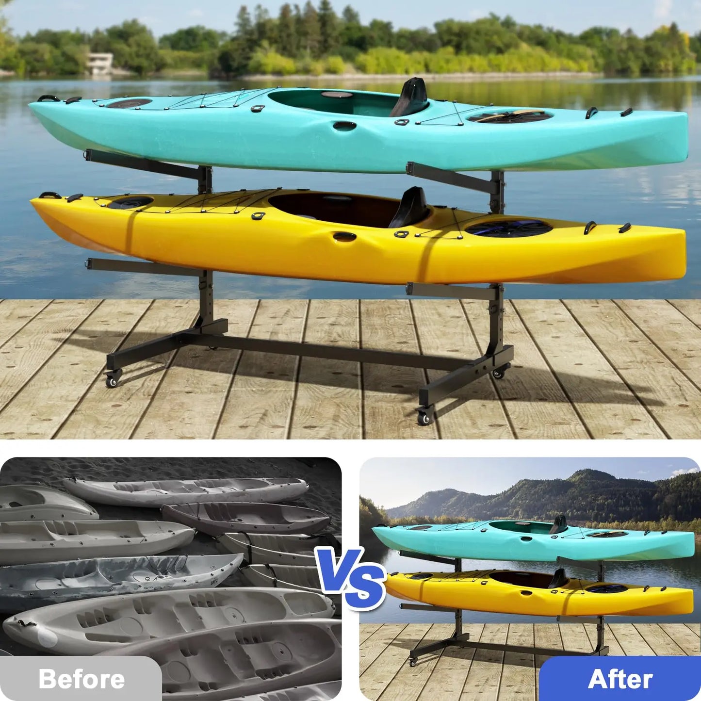 JETTING Heavy Duty Freestanding Storage Rack For Kayaks Canoes SUPs