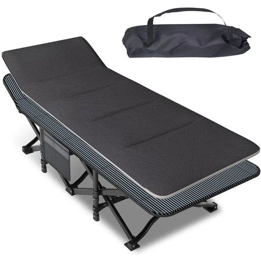 Adults Folding Camping Cot With Comfortable Cushion And Carry Bag