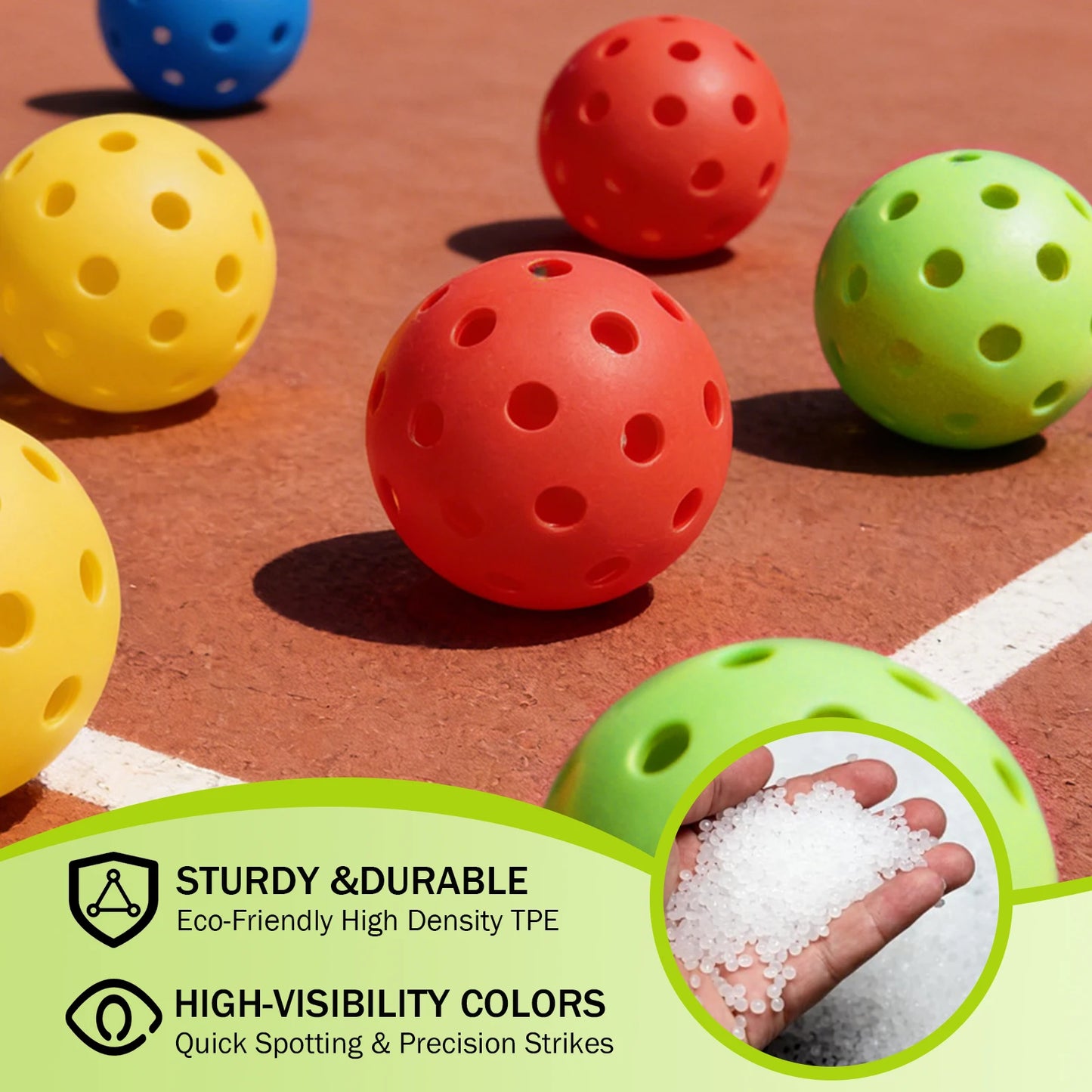KOOMADE 40-Hole Outdoor Pickleballs USAPA Standard All Weather Pack