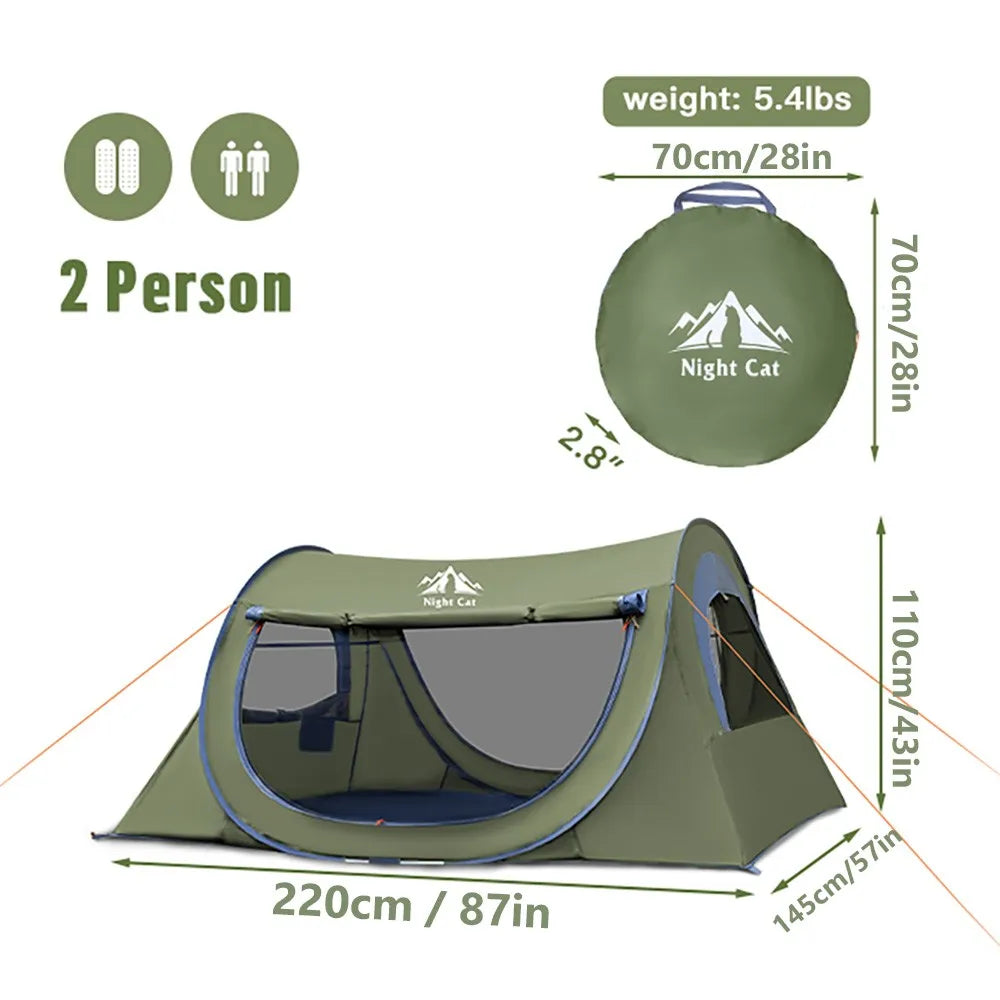 Night Cat Two Person Pop Up Tent With Mosquito Net
