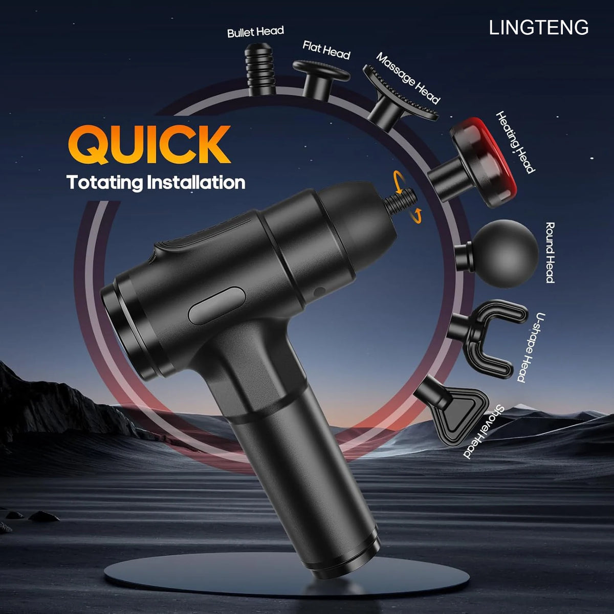 Lingteng Silent Heating Deep Tissue Percussion Massage Gun