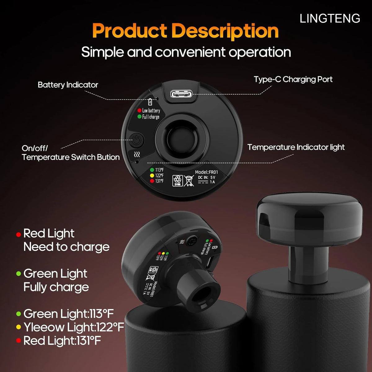 Lingteng Silent Heating Deep Tissue Percussion Massage Gun