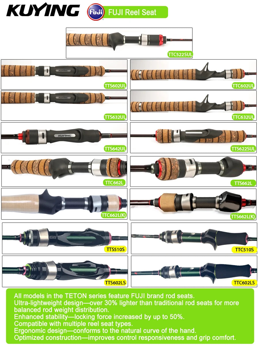 KUYING TETON Spinning Rod BFS Casting Lure Rod Carbon