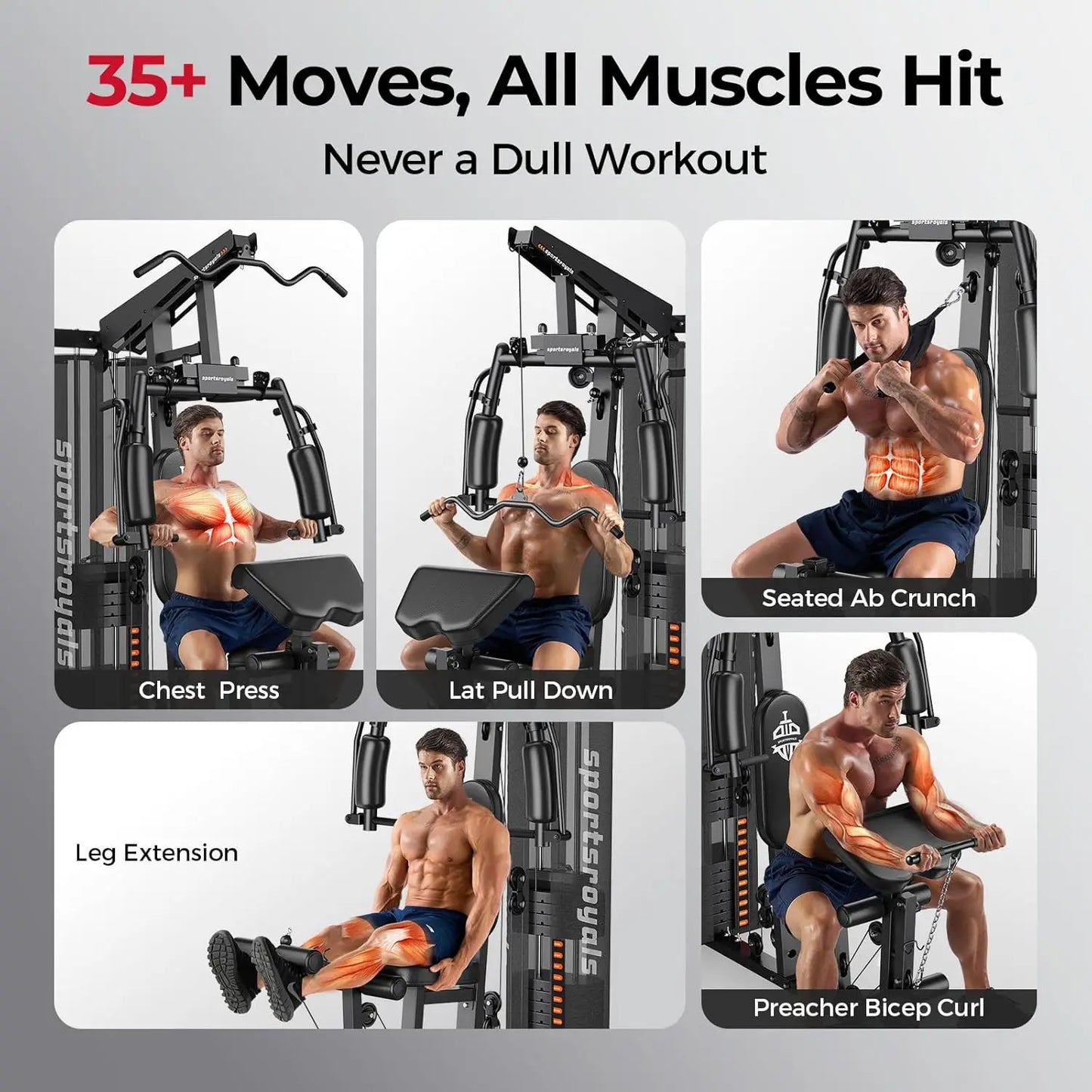 FED Fitness Home Gym System With 150 Lb Stack Pulley