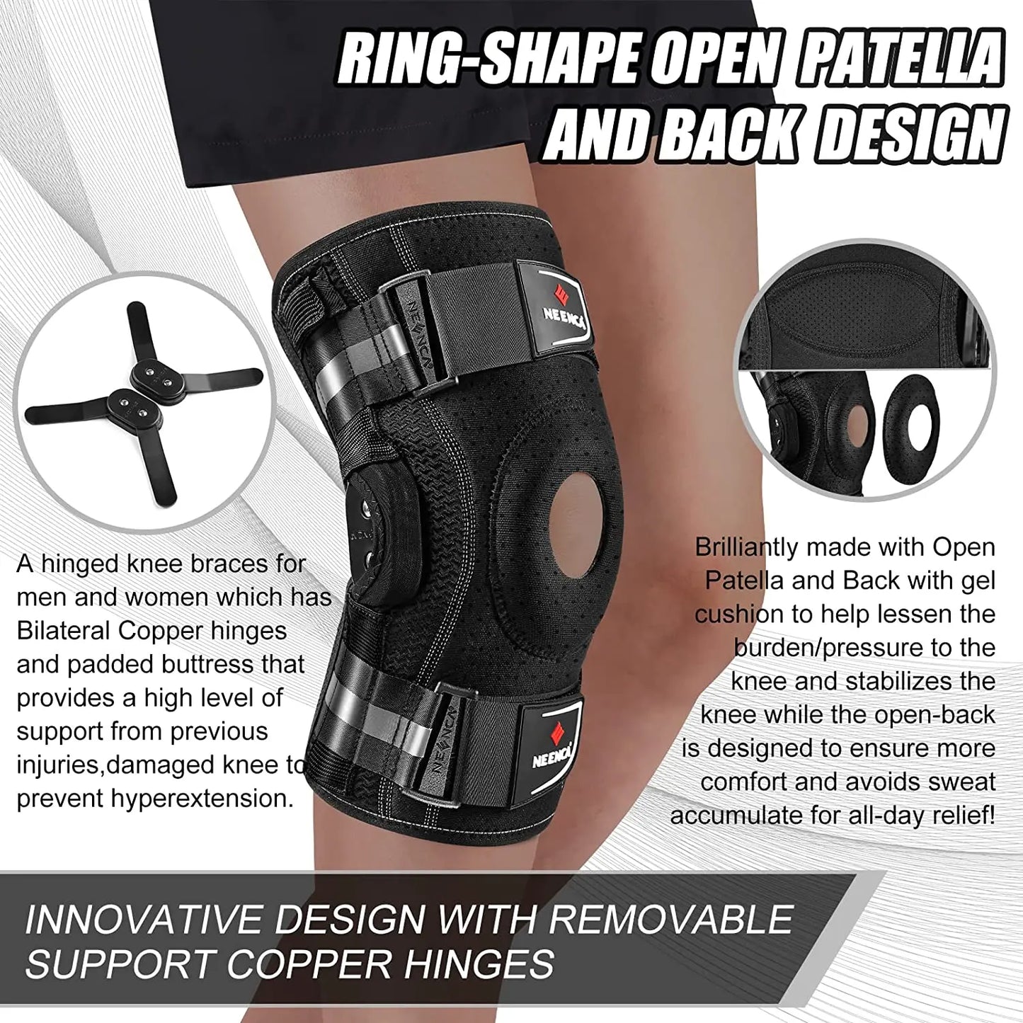 NEENCA Hinged Knee Brace For Pain Relief With Side Stabilizers
