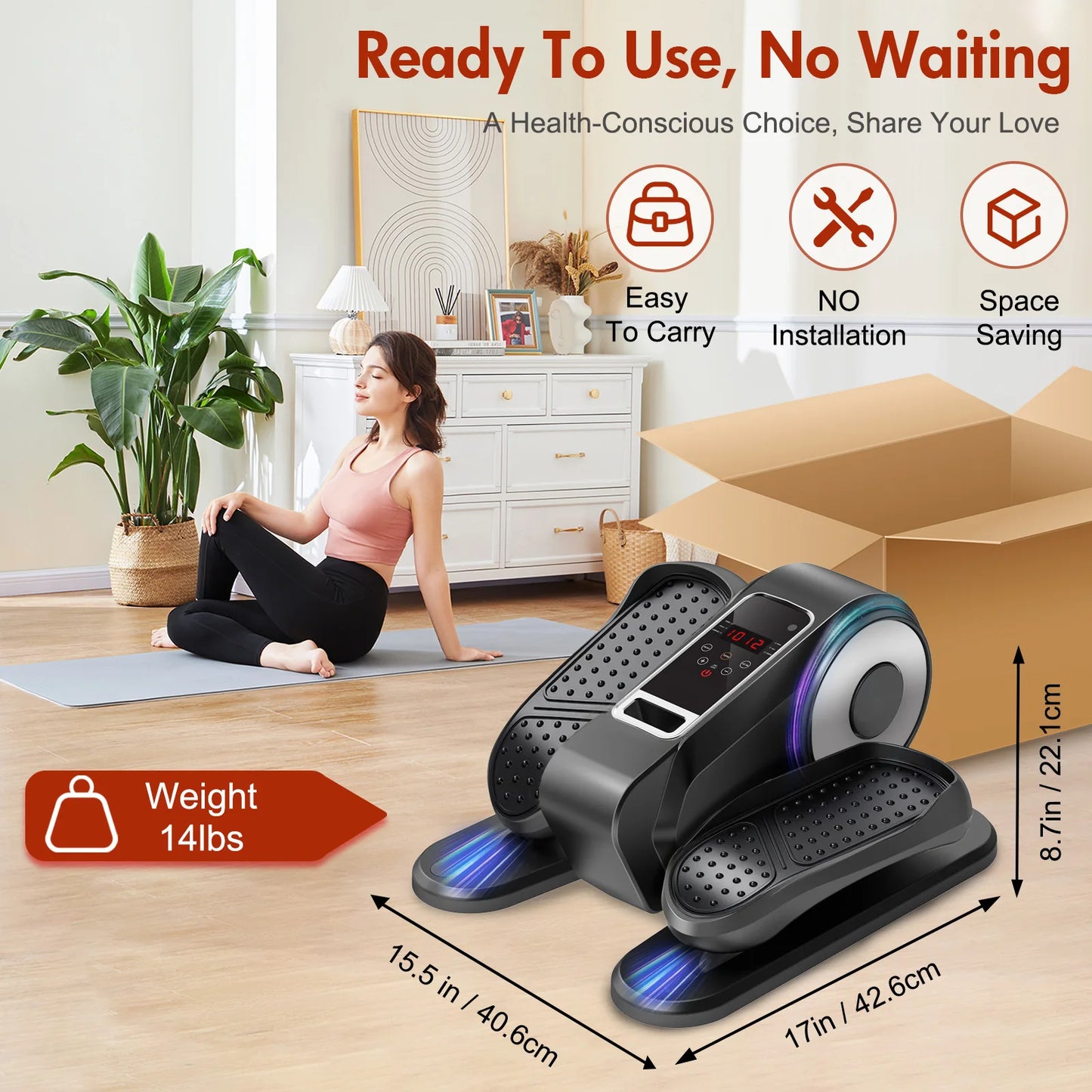 Gamewiu Under Desk Elliptical Mini Exerciser With Remote
