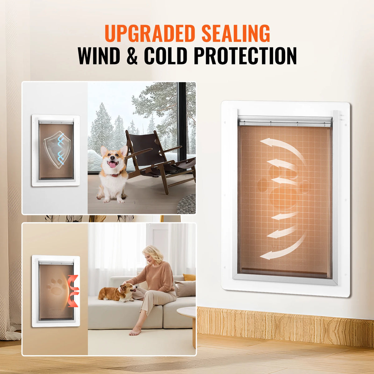 Weatherproof Metal Frame Pet Door With Lock And Three Flaps