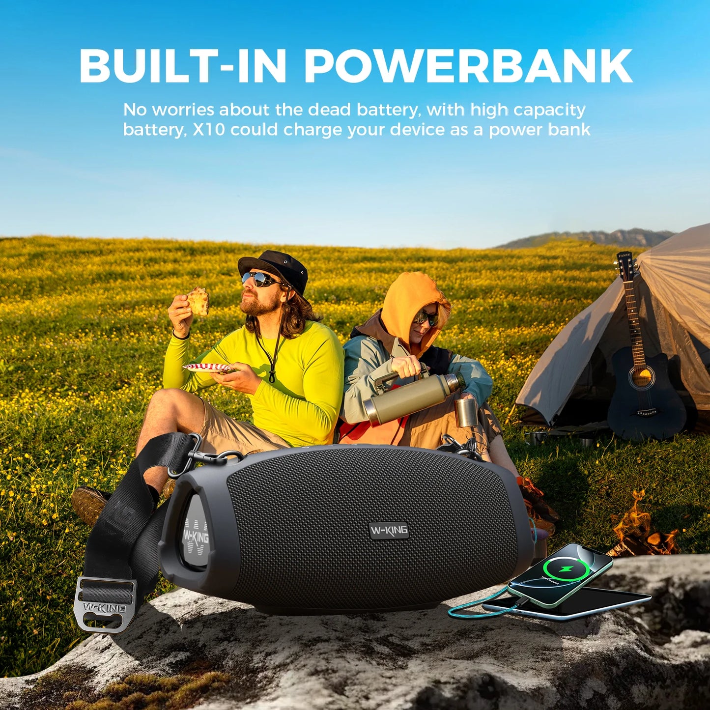 W-King X10MIC Portable Waterproof Bluetooth Speaker With Wireless Mic
