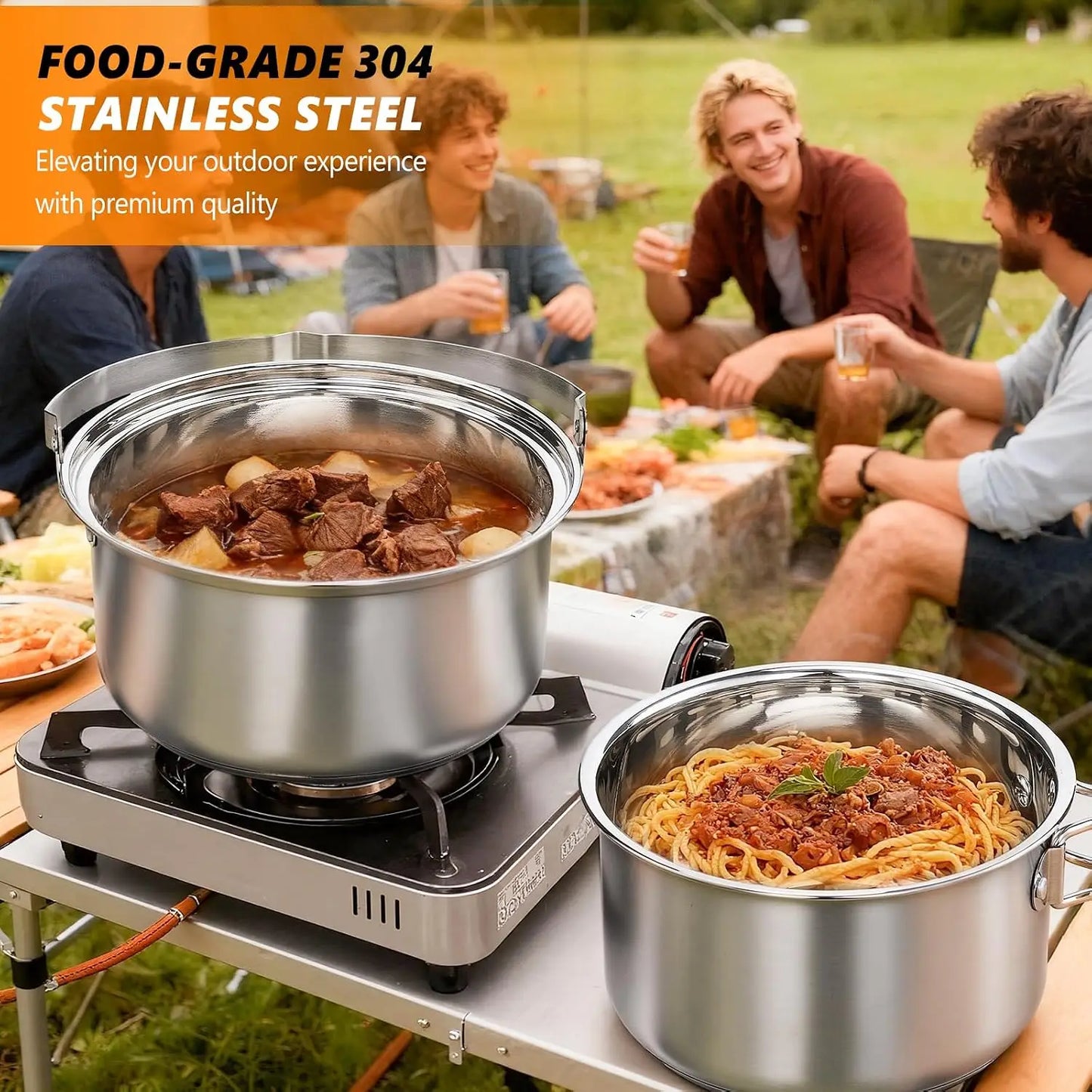 Lightweight 304 Stainless Steel Nonstick Camping Cookware Set