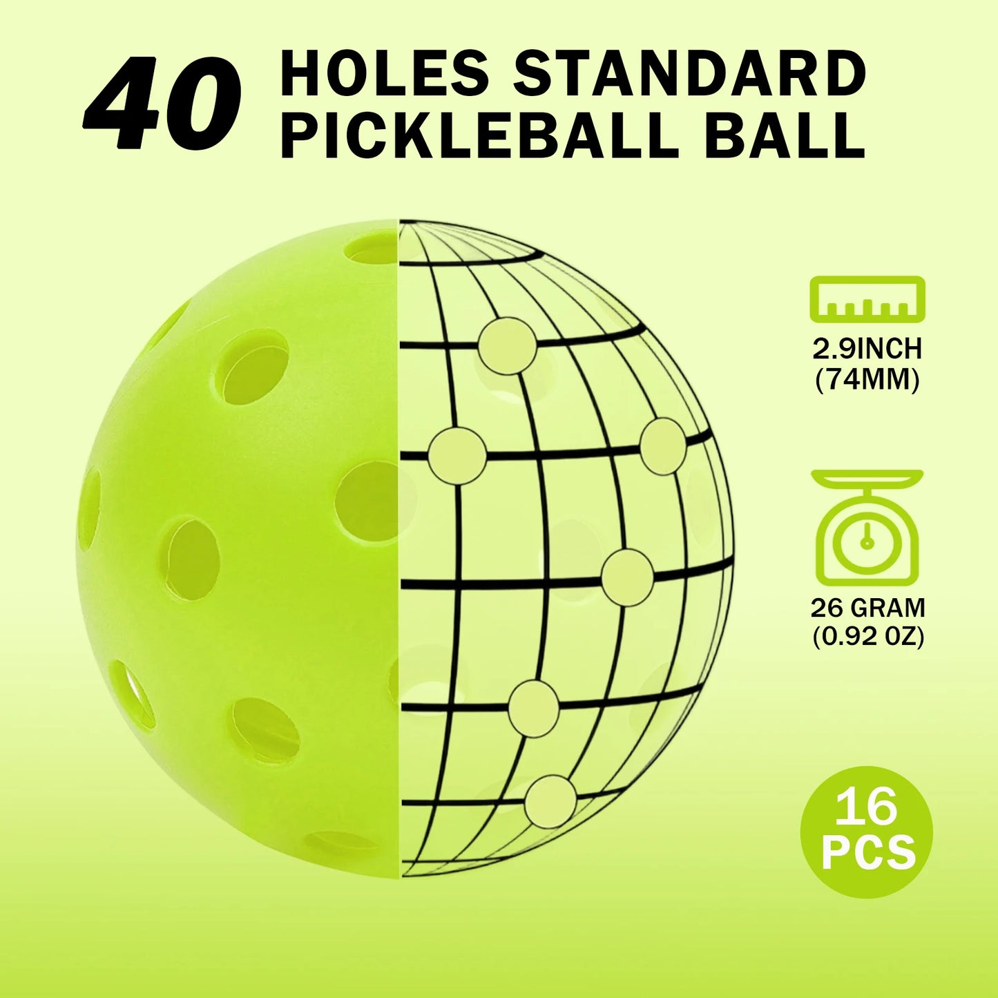 KOOMADE 40-Hole Outdoor Pickleballs USAPA Standard All Weather Pack