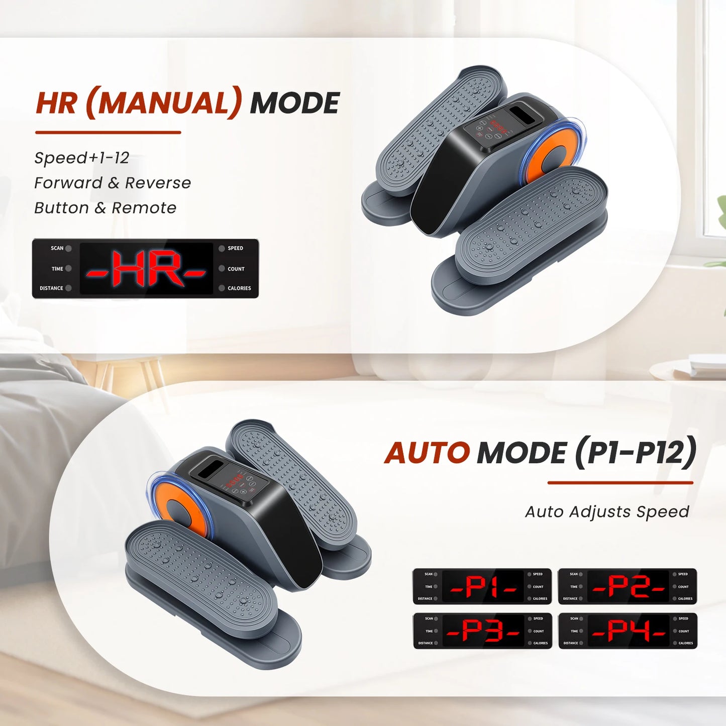 Gamewiu Under Desk Elliptical Exerciser 12 Manual Modes