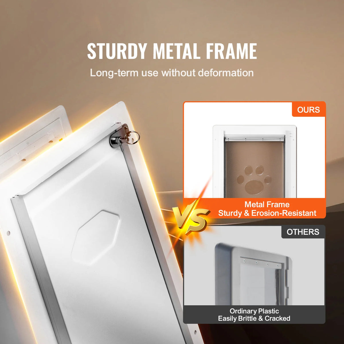 Weatherproof Metal Frame Pet Door With Lock And Three Flaps