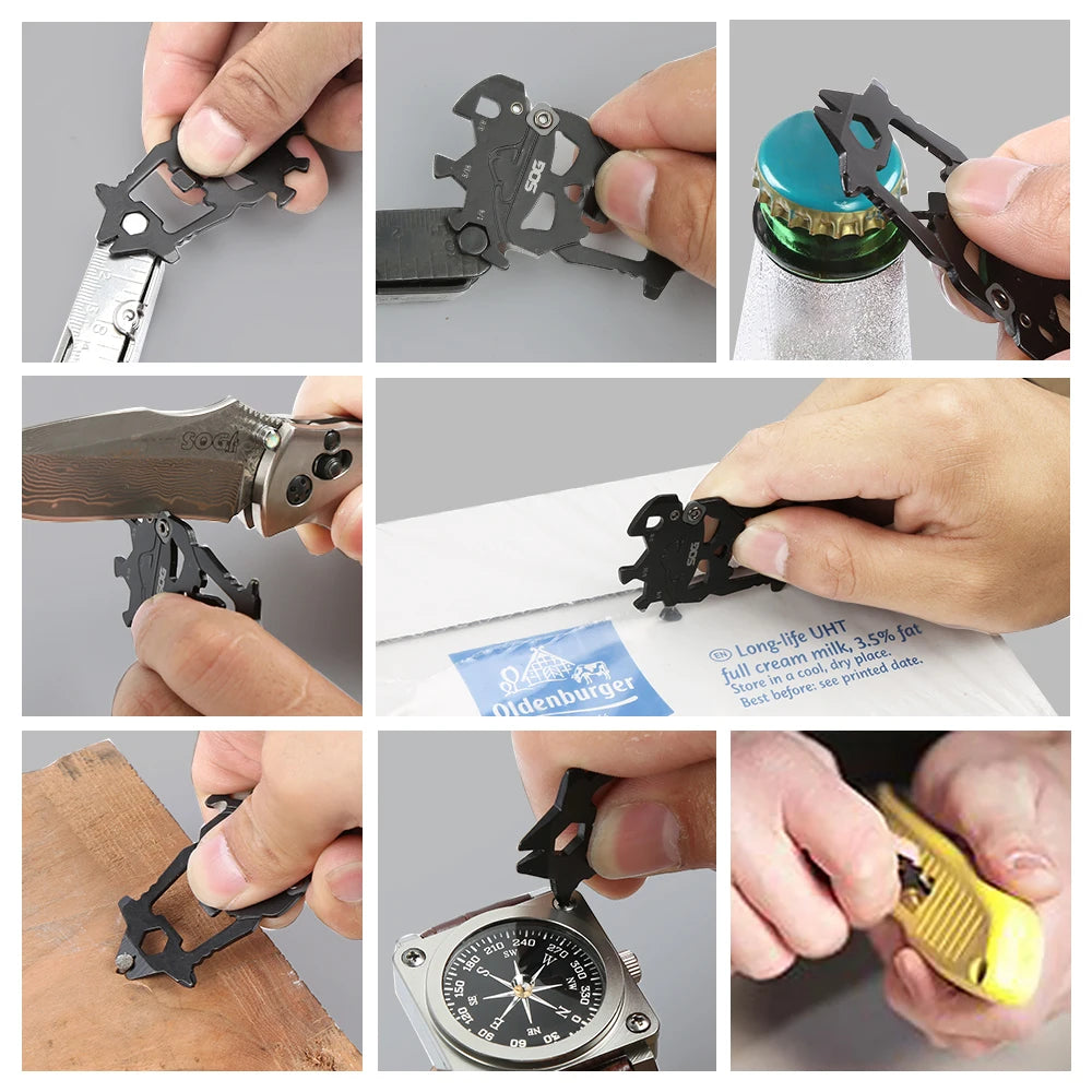 SOG MacV Stainless Steel EDC Multitool Keychain Bottle Opener Screwdriver
