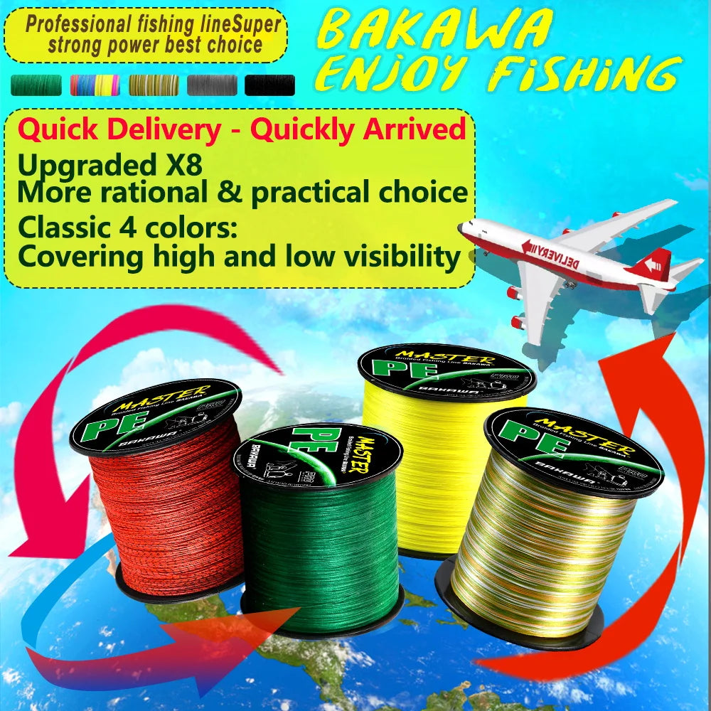Bakawa 8-Strand Braided PE Fishing Line For Saltwater Carp Casting