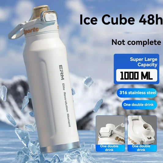 Stainless Steel 1L Vacuum Insulated Flask with Handle