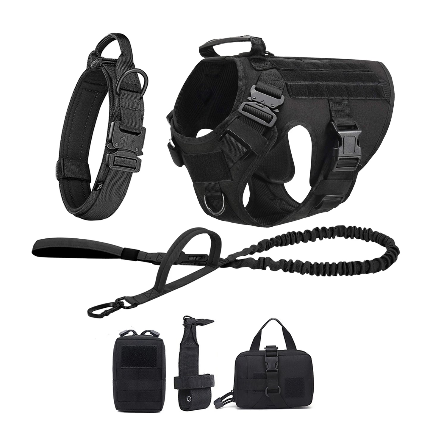 Tactical Dog Harness Vest Molle Pouches Nylon