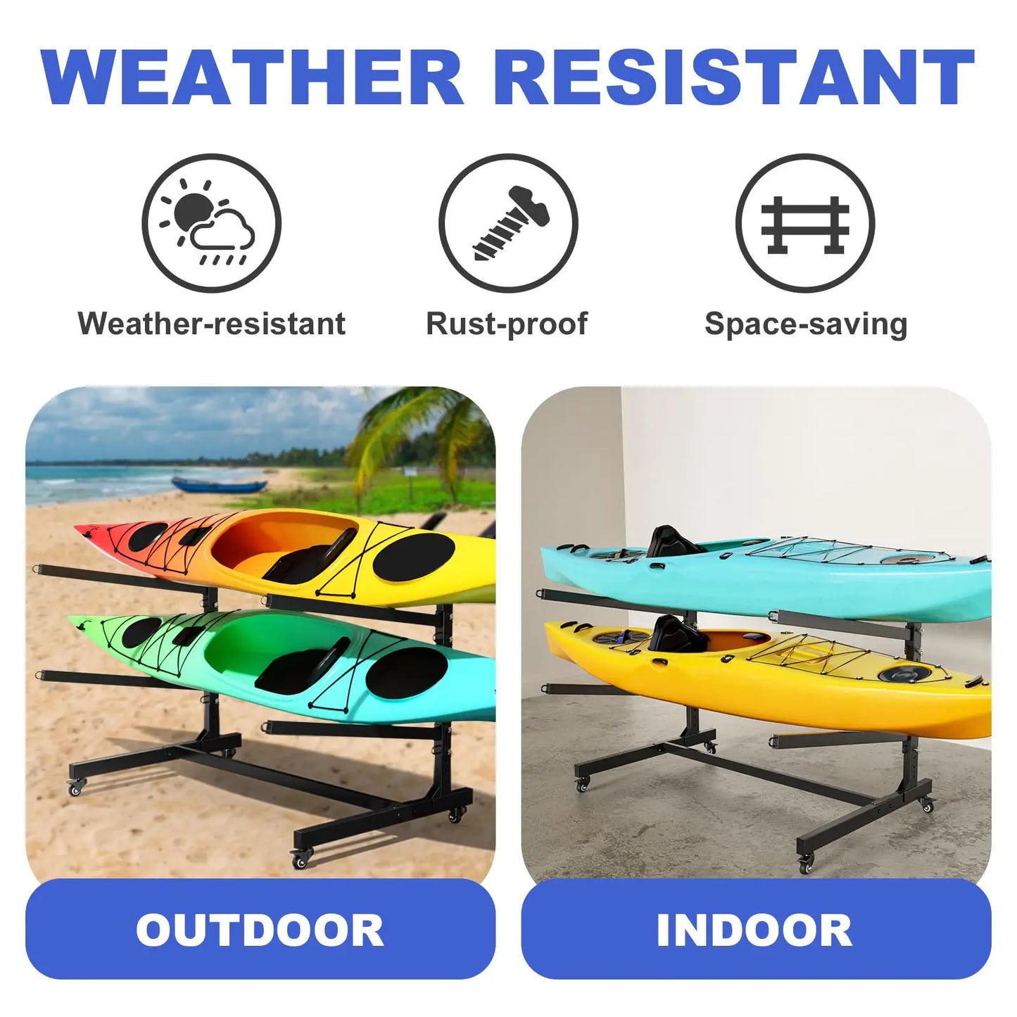 JETTING Heavy Duty Freestanding Storage Rack For Kayaks Canoes SUPs
