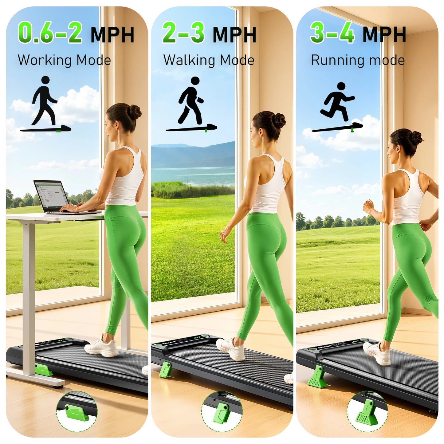 AKLUER Walking Pad Under Desk Treadmill With Incline