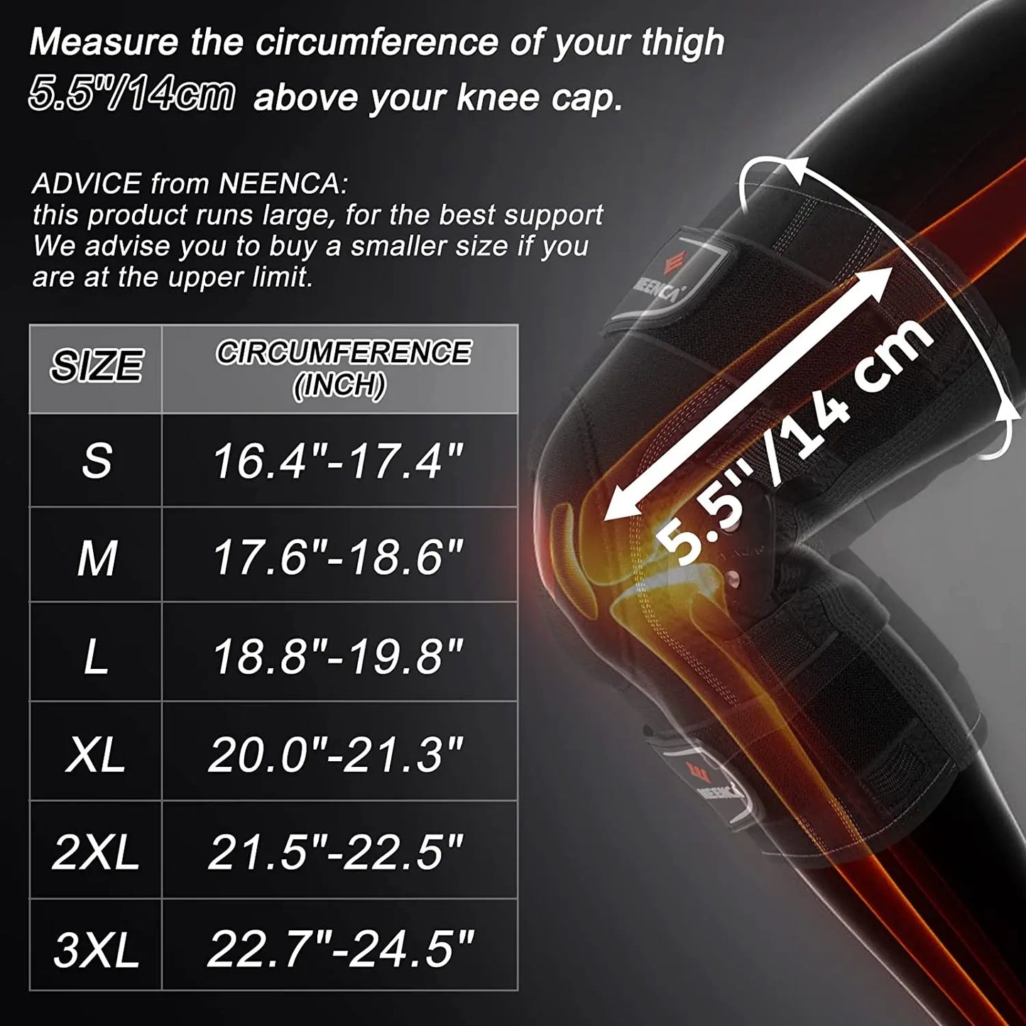 NEENCA Hinged Knee Brace For Pain Relief With Side Stabilizers