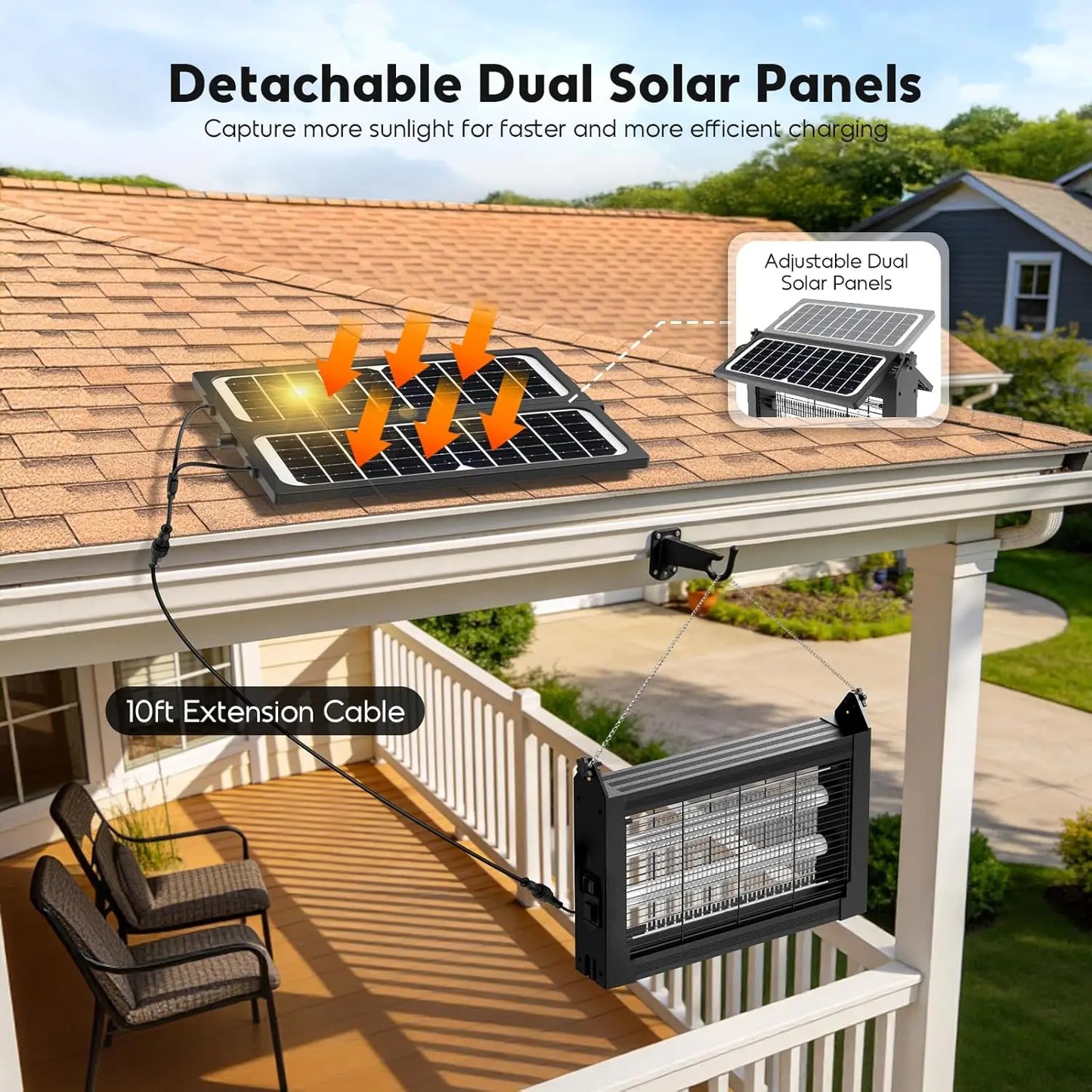 Solar Bug Zapper Outdoor 4500V IPX5 Waterproof
