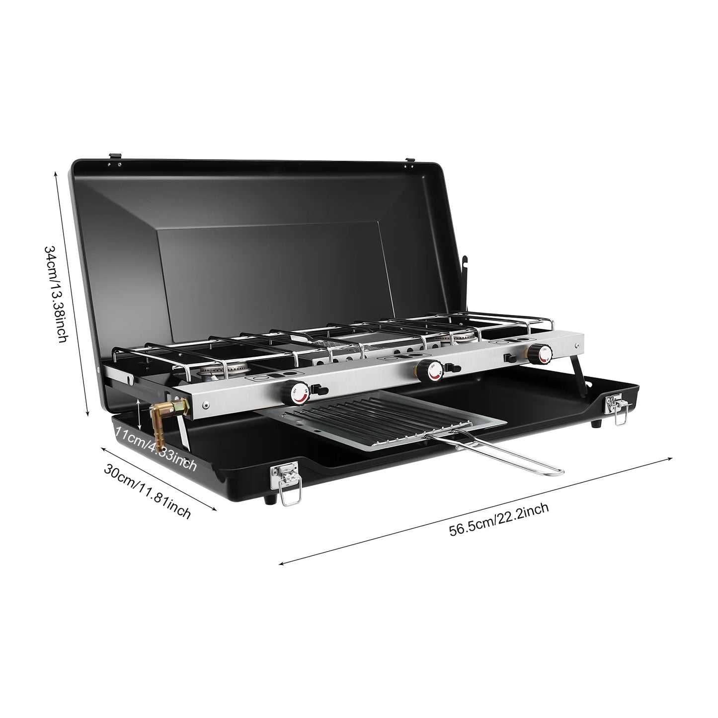 Portable 3-Burner Outdoor Camping Gas Stove Propane Butane Grill
