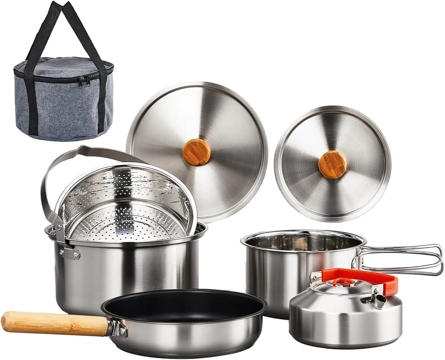 Lightweight 304 Stainless Steel Nonstick Camping Cookware Set
