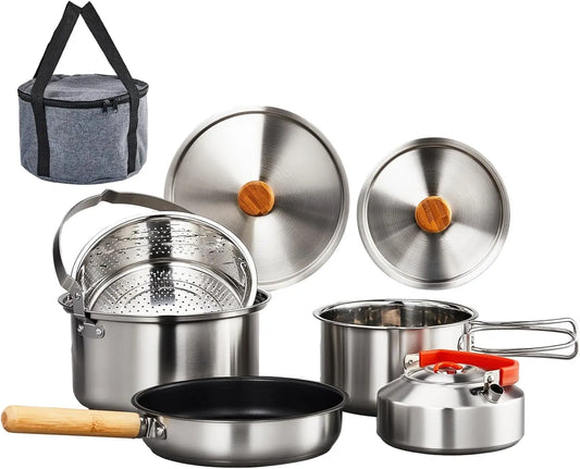 Lightweight 304 Stainless Steel Nonstick Camping Cookware Set