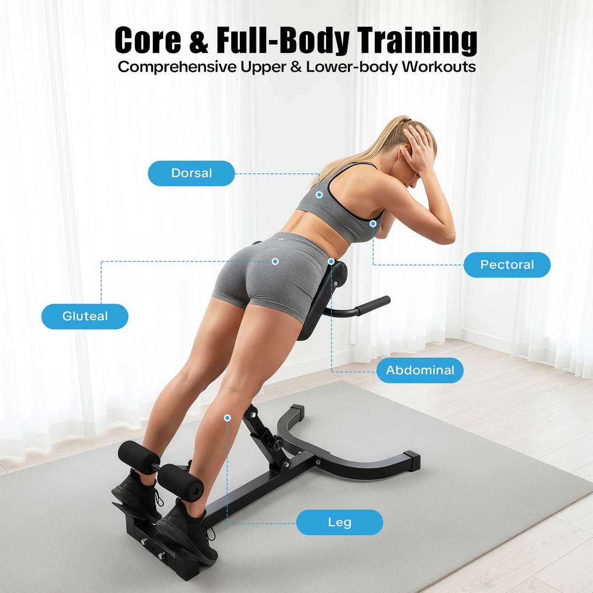 Adjustable Multi-Functional Hyper Back Extension Roman Chair Ab Situp