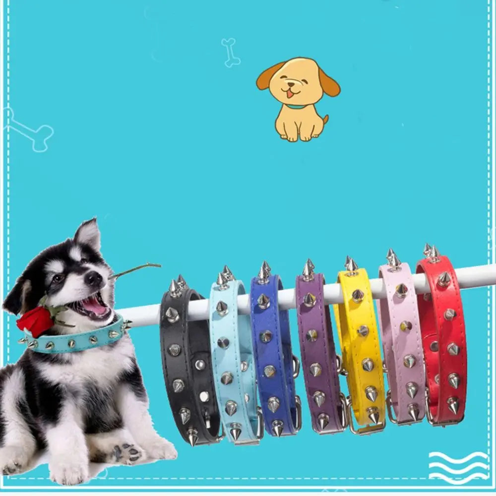 PU Leather Spiked Collar For Cats And Dogs Adjustable