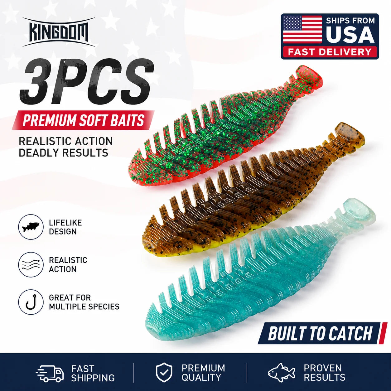 Kingdom Soft Worm Lure Viber Shad Wobbler Pike Bass