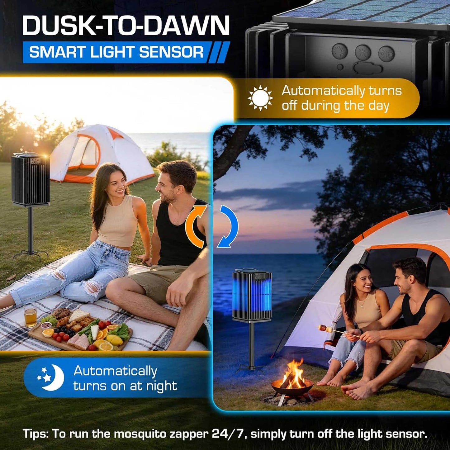 Solar Cordless Outdoor Bug Zapper With Ground Bracket