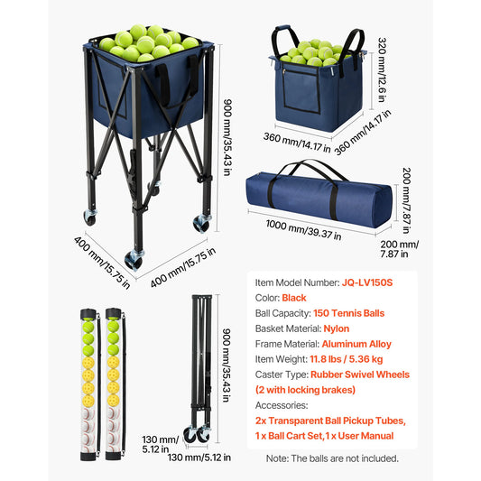 SucceBuy Foldable Tennis And Pickleball Hopper With Wheels