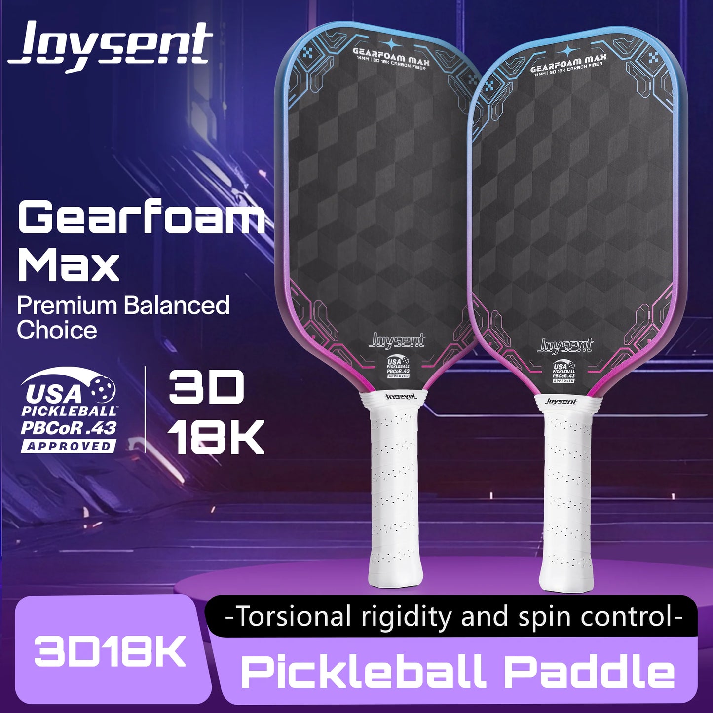 Joysent USAPA Pickleball Paddle 3D 18K Carbon Fiber Core
