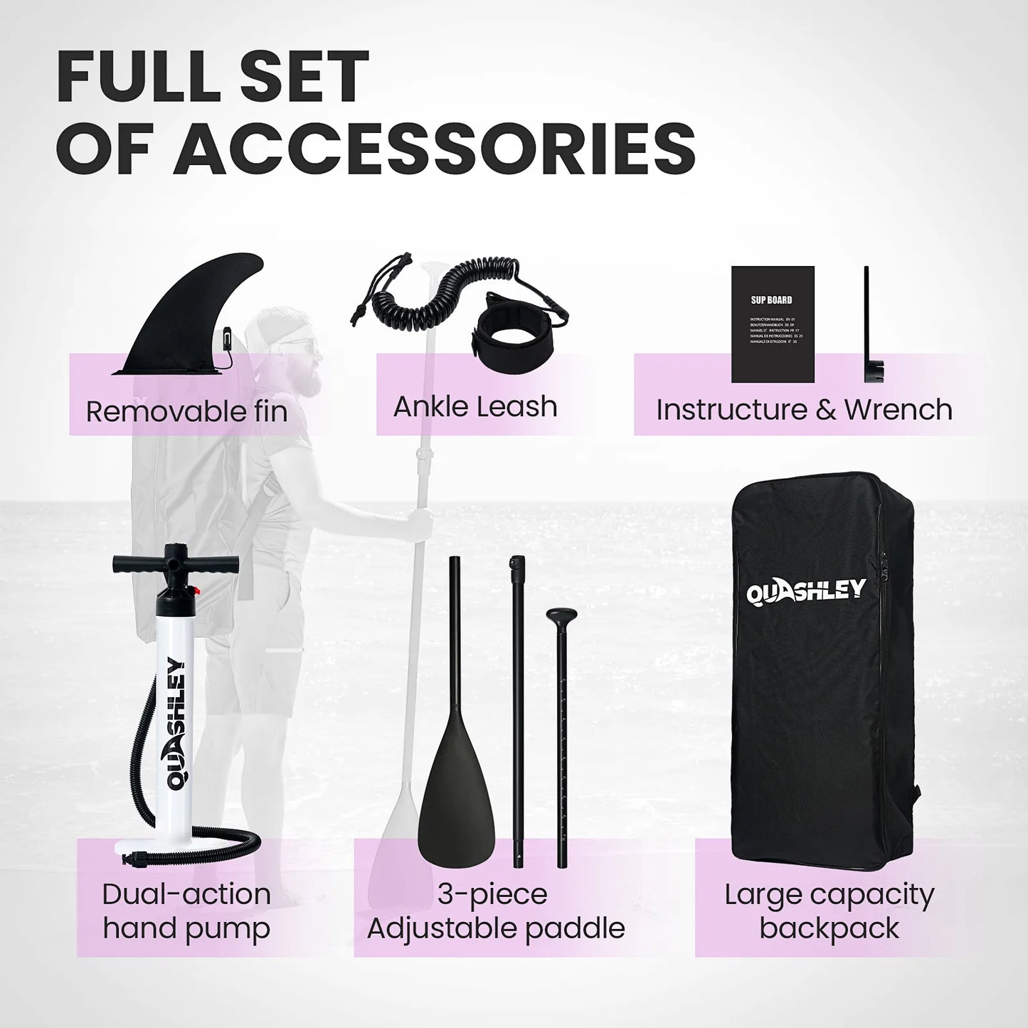 Quashley Inflatable Stand Up Paddleboard For All Skill Levels