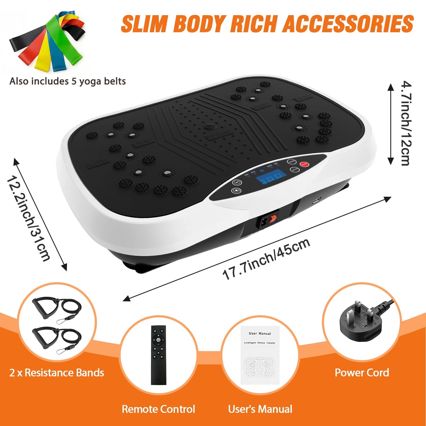 Portable Vibration Plate Exercise Machine With Bluetooth Resistance Bands