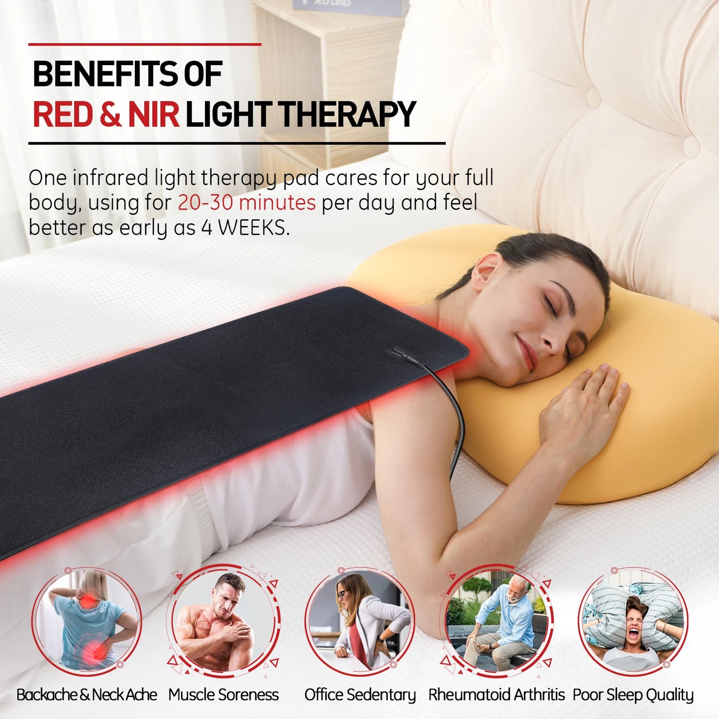Astarexin Red Light Therapy Heating Pad For Body And Back Pain Relief