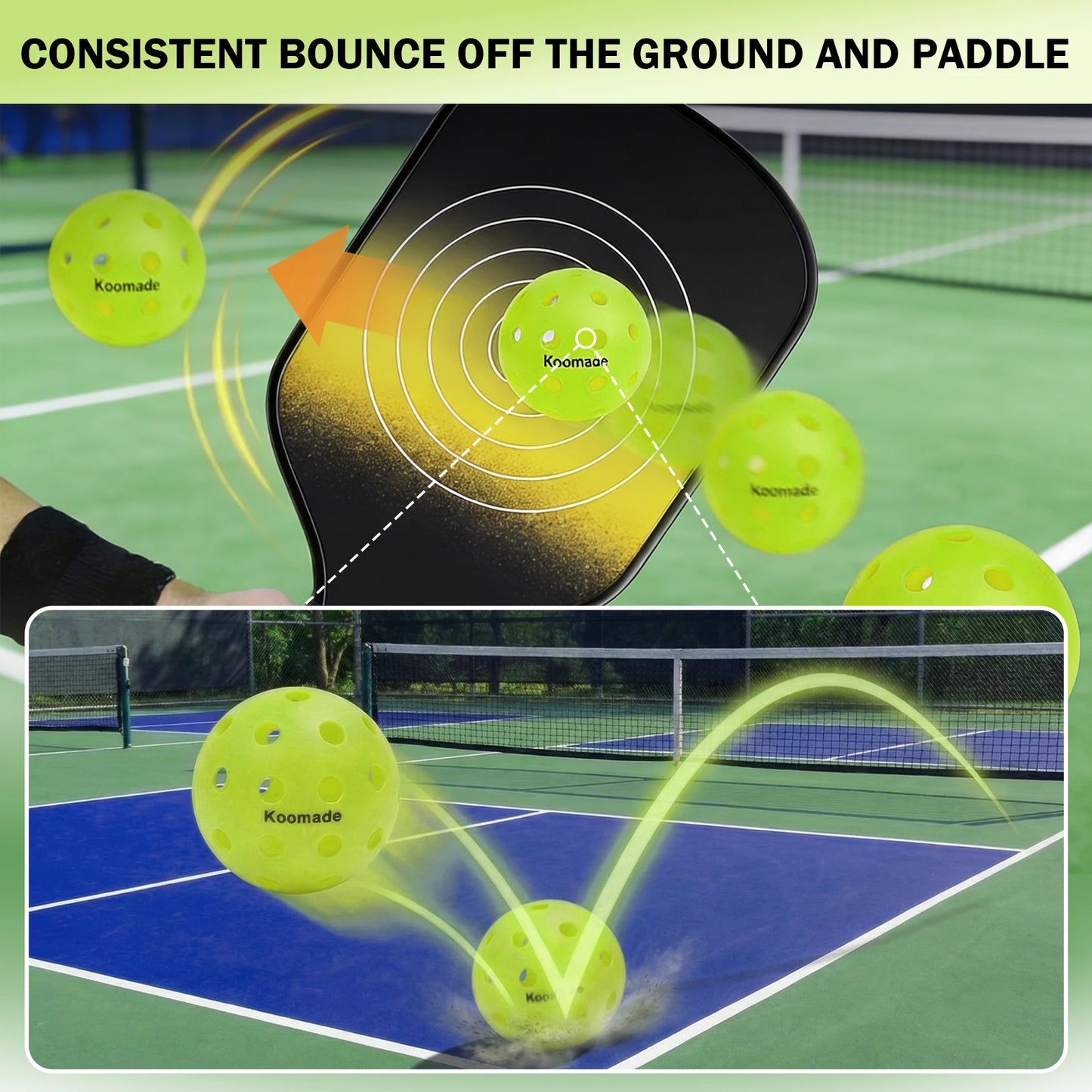 KOOMADE 40-Hole Outdoor Pickleballs USAPA Standard All Weather Pack
