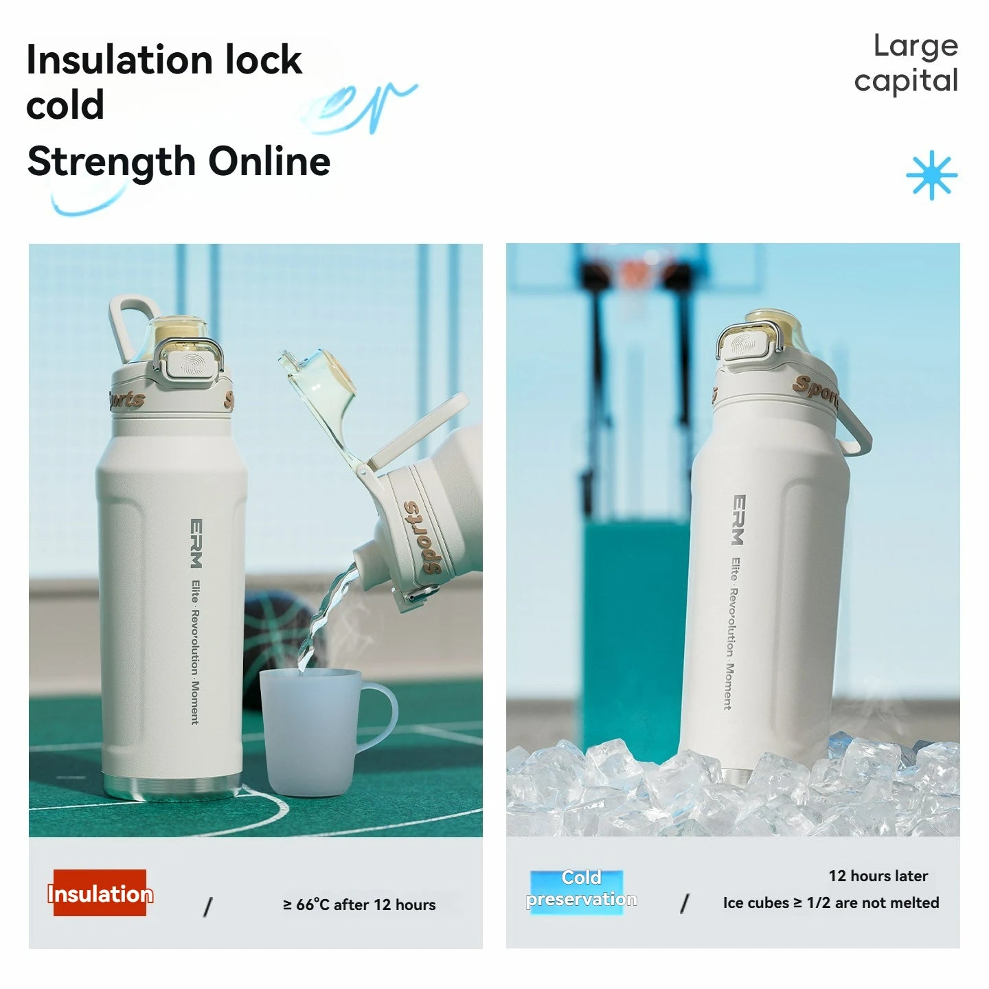 Stainless Steel 1L Vacuum Insulated Flask with Handle