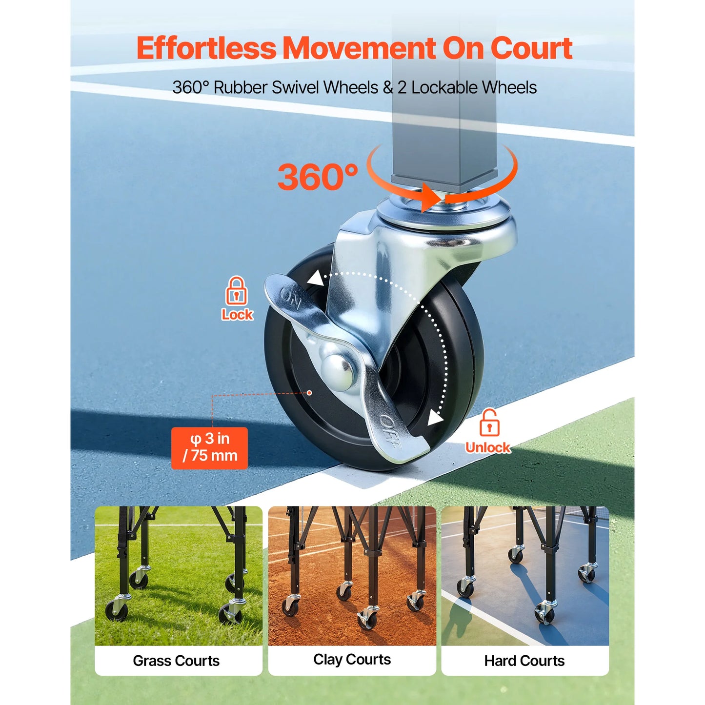 SucceBuy Foldable Tennis And Pickleball Hopper With Wheels