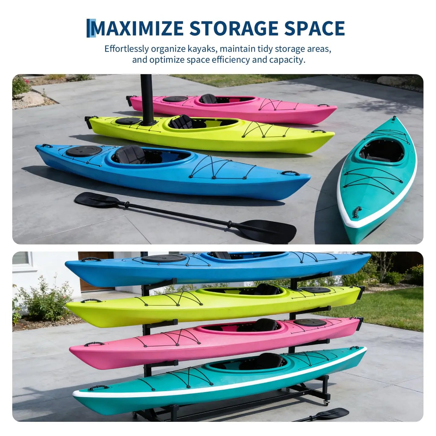 Freestanding Kayak Storage Rack With Wheels