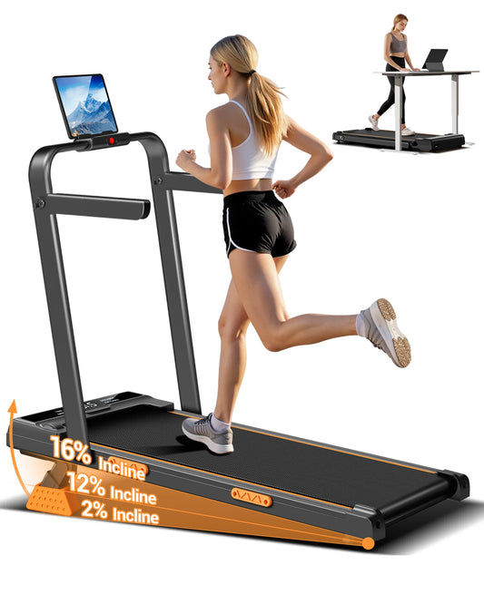 UMAY 2 In 1 Foldable Walking Running Treadmill With Fifteen Percent Incline