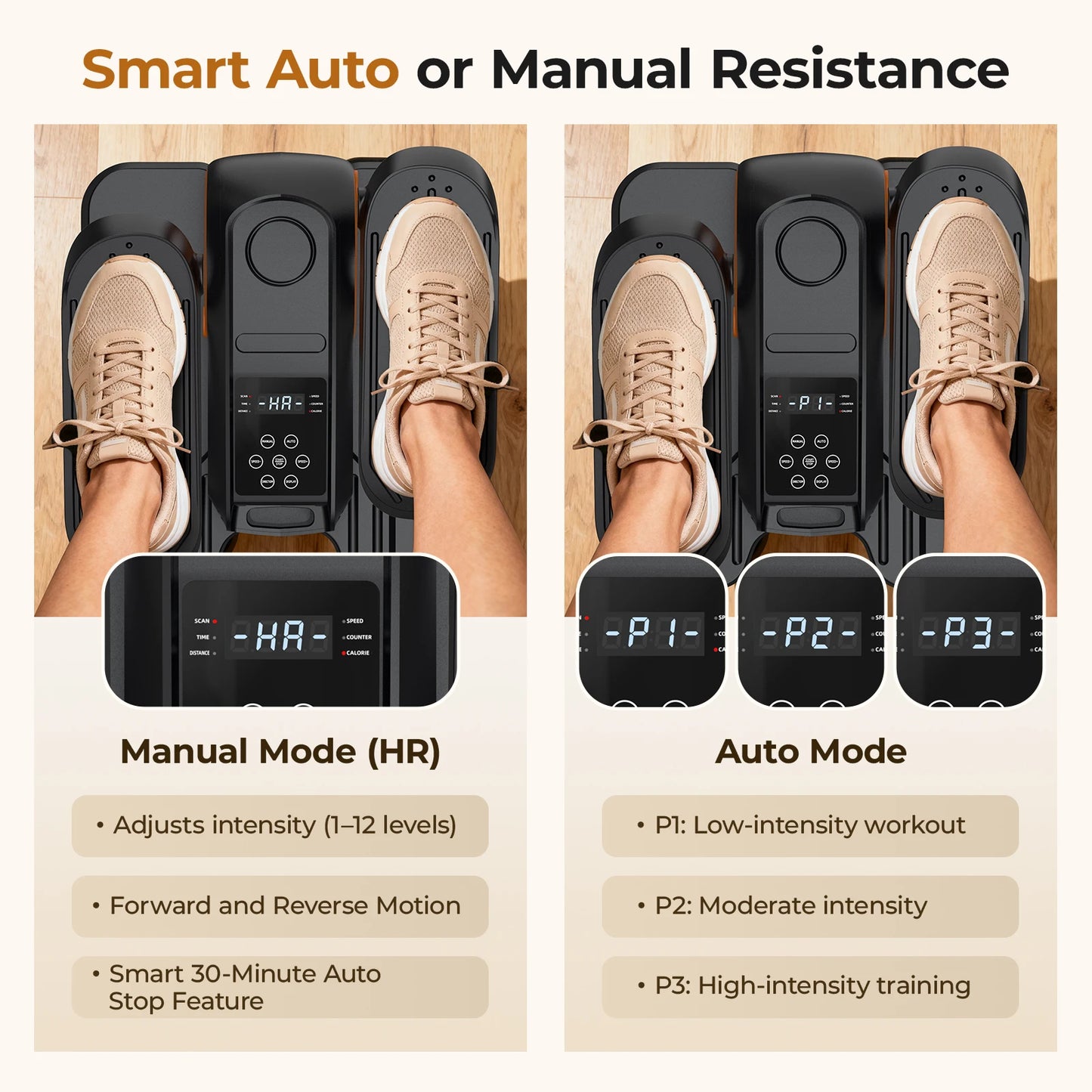 Under Desk Elliptical Machine With 3 Modes And 12 Levels