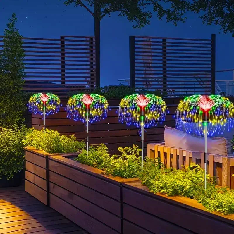 60 LEDs Solar Firework Lights Outdoor Garden Pathway Lighting