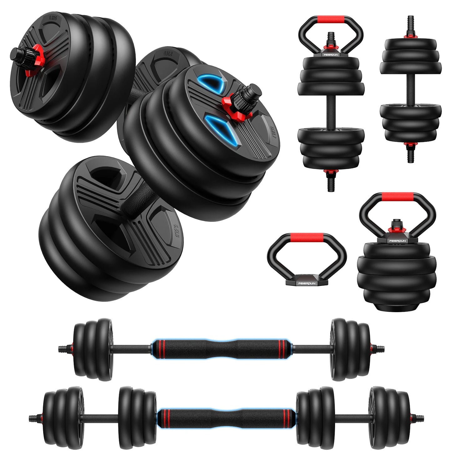 FED Fitness FITPLAM Adjustable 5 In 1 Dumbbell Set