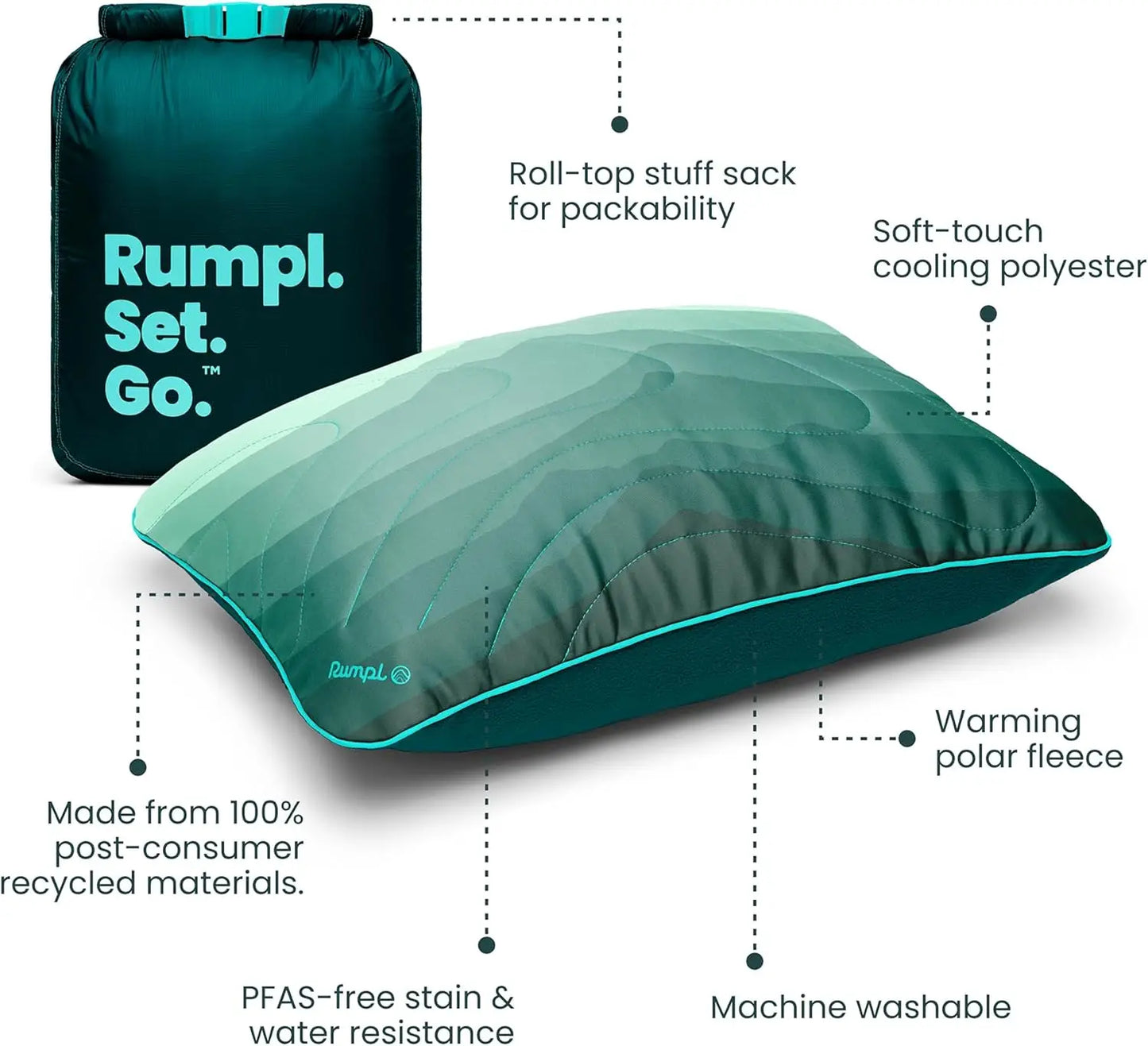 YTYIN Adjustable Camp Pillow Memory Foam Travel Outdoors