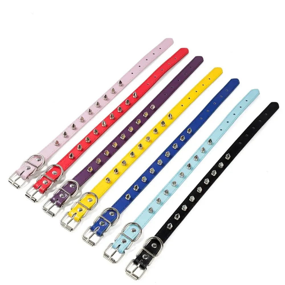 PU Leather Spiked Collar For Cats And Dogs Adjustable