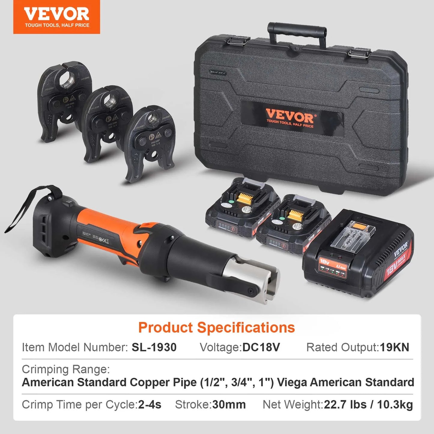 SucceBuy 18V Electric Pipe Crimping Tool Copper Propress Compatible